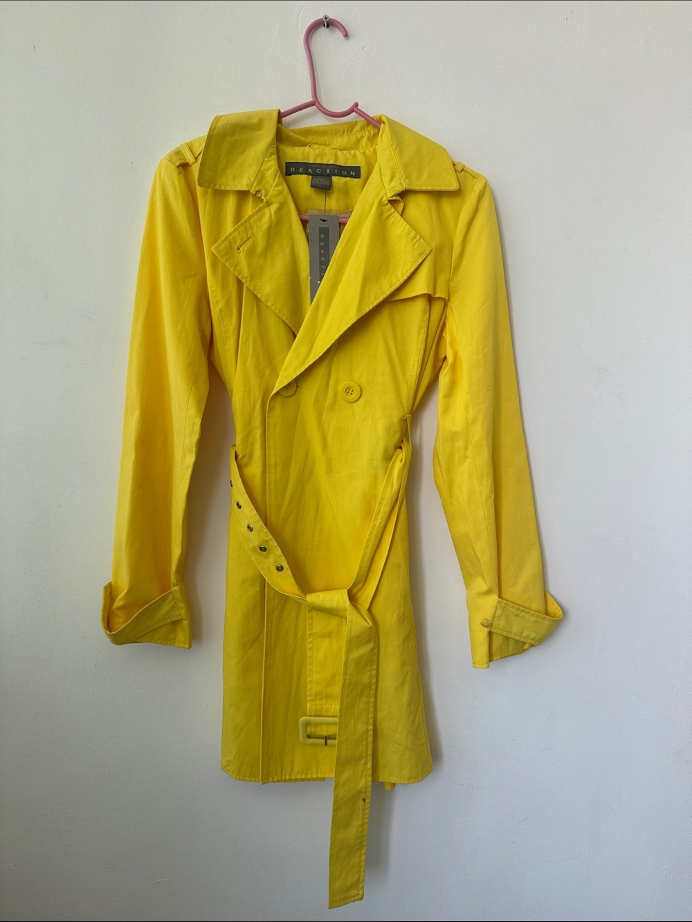 Kenneth Cole Yellow Double-Breasted Trench Coat